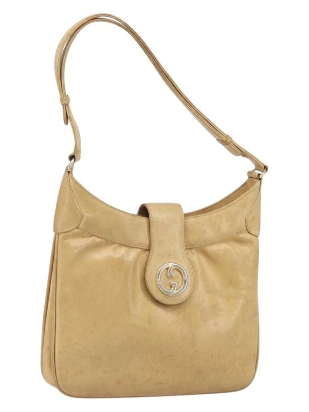 GUCCI Shoulder Bag Leather Beige Gold - Picture 2 of 16
